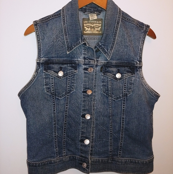 Levi Strauss Blue Denim Vest Women 